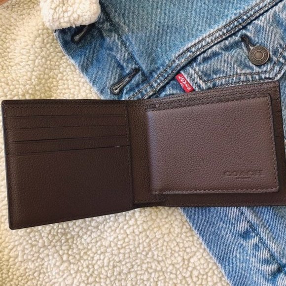 NWT - COACH Men Compact 3 In 1 Wallet - BESTSELLER - Mahogany Brown - Picture 3 of 9